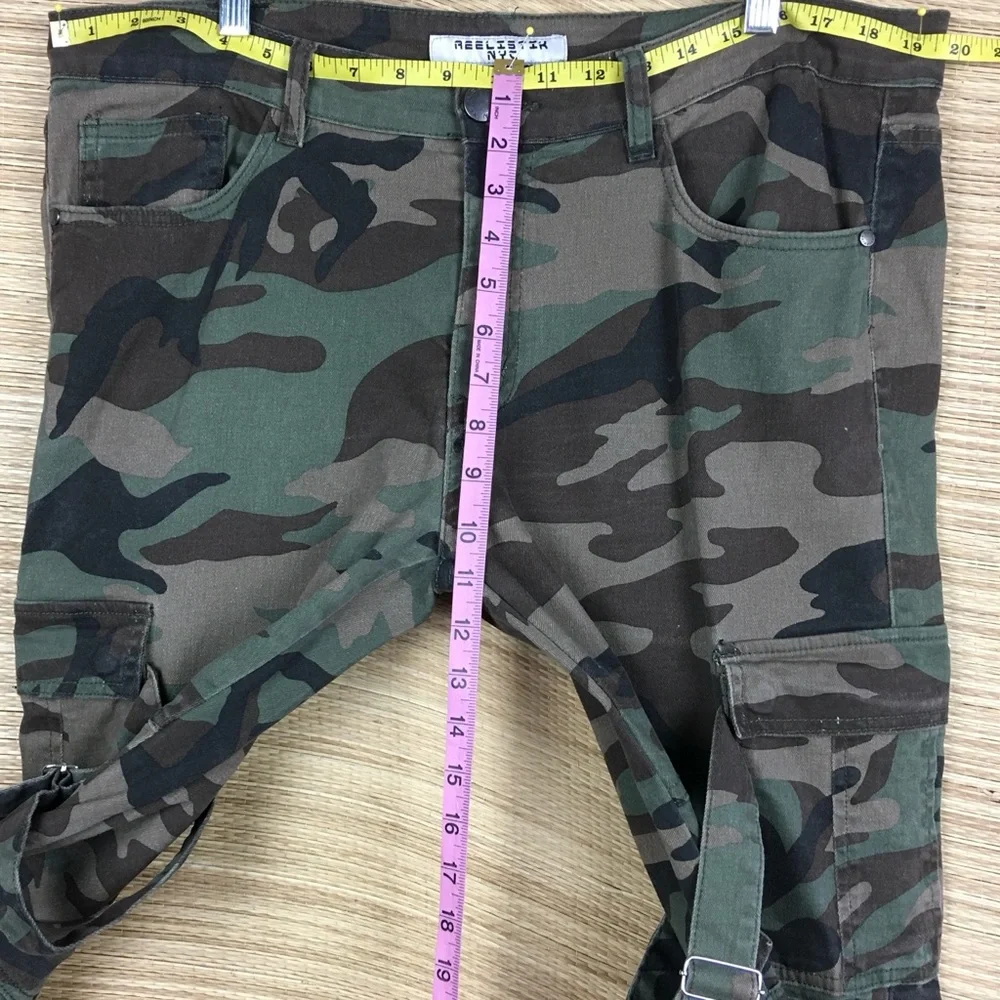 Reelistik NYC Green Camo Cargo Jeans-Army Stretch Zipper Cargo Split Jeans Sz 36